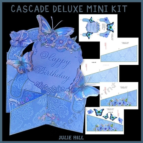 Blue butterfly and floral Happy Birthday cascade deluxe mini kit