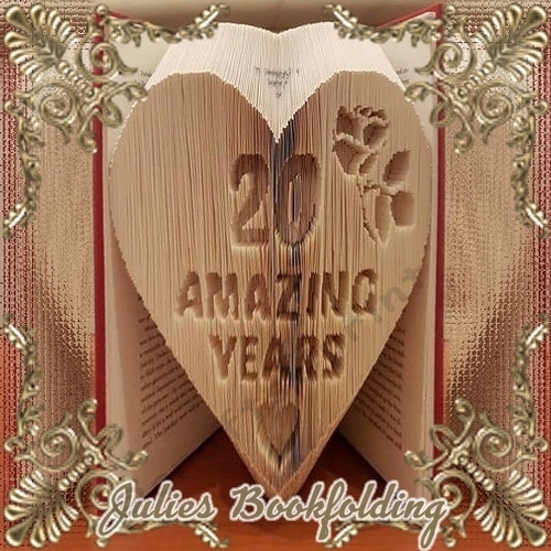 20 amazing years heart with rose book folding pattern