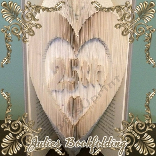 Birthday heart 2, 25 book folding pattern