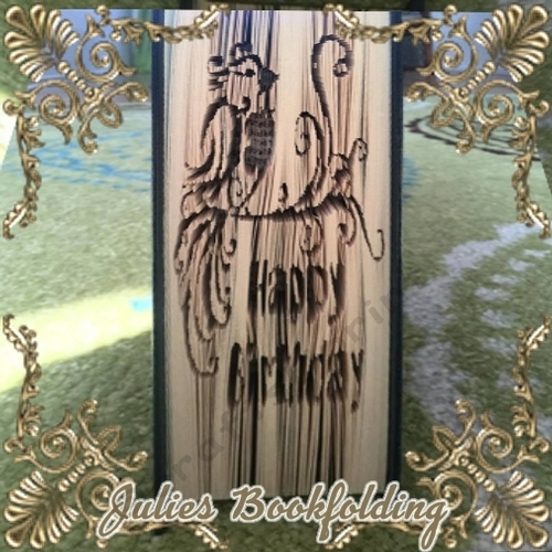 Happy birthday fantasy bird book folding pattern