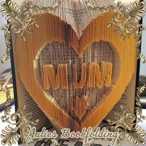 Mum in heart book folding pattern
