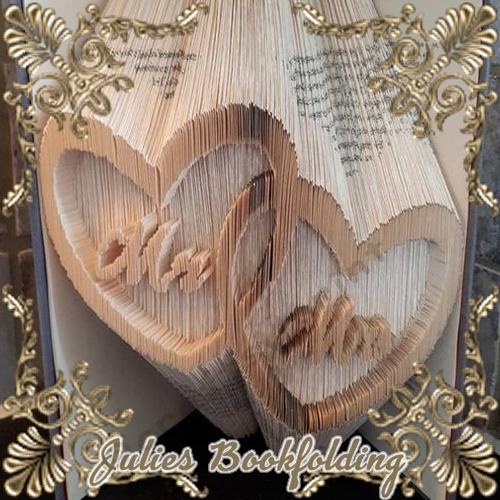Mr and Mrs Double hearts book folding pattern