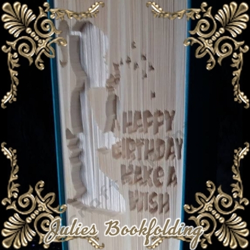 Happy birthday make a wish cut and fold book folding pattern