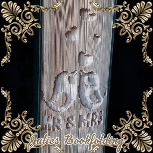 Mr and Mrs love birds hearts book folding pattern