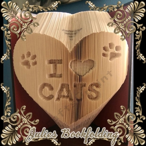 I love cats heart prints combi book folding pattern