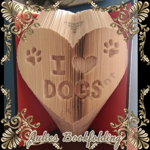 I love dogs heart prints combi book folding pattern