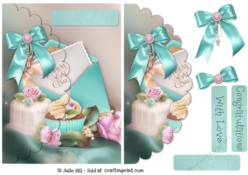 Tiffany Wedding cake mock envelope card sheet