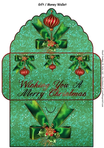 Christmas decorations and bows gift money wallet