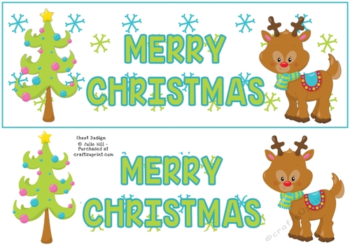 Merry Christmas reindeer tree large DL card front