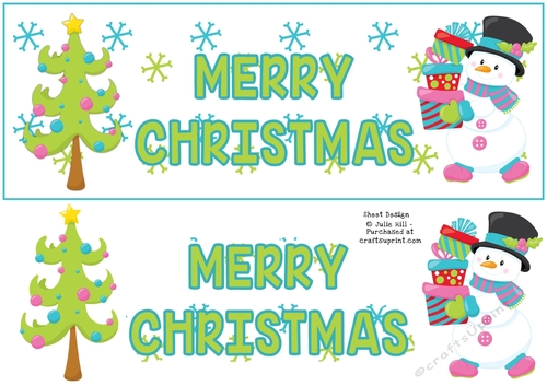 Merry Christmas snowman tree large DL card front