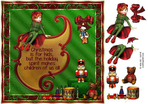 Christmas toys card front 8x8