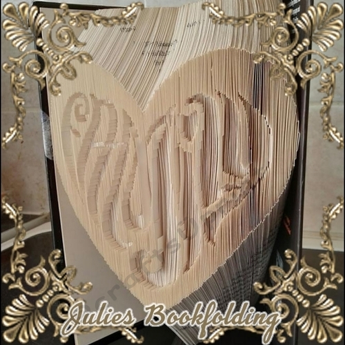 Family in heart combi  book folding pattern