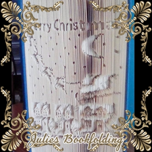 Merry Christmas scene book folding pattern