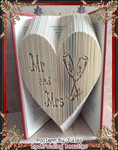 Mr and Mrs wedding heart champagne book folding pattern