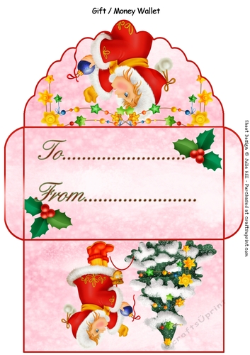 Decorating the Christmas tree pink money wallet