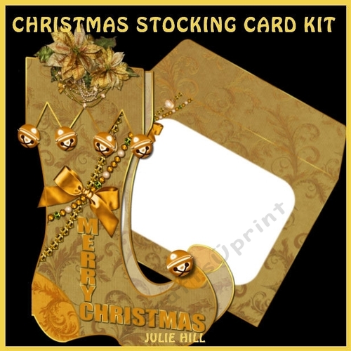 Christmas ribbon poinsetia Stocking kit and envelope