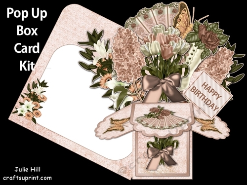 Vintage birthday pop up box card kit