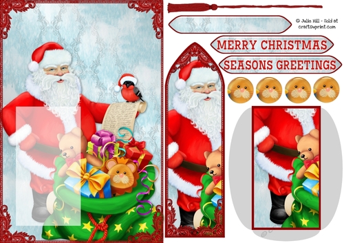 Santas list and toys bookmark card