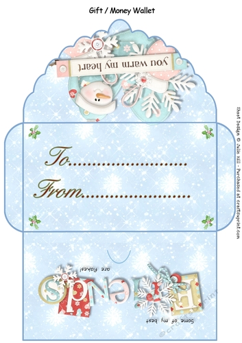 Christmas snowflake friends blue gift money wallet