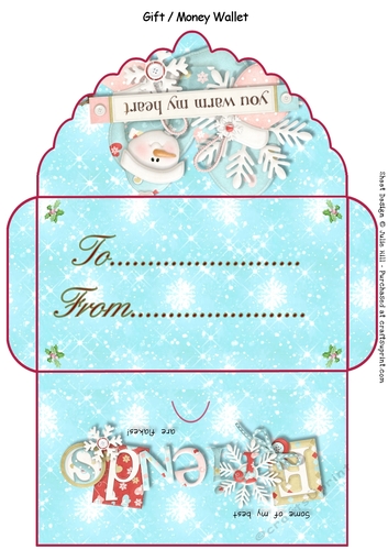 Christmas snowflake friends red gift money wallet