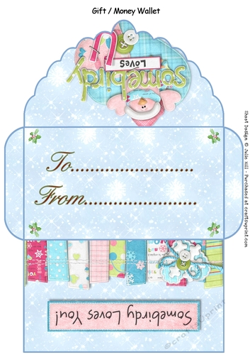Christmas somebirdy loves you blue gift money wallet