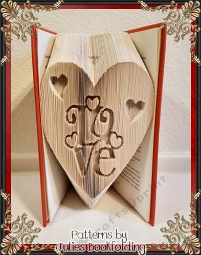 LV1 Love word in hearts book folding pattern