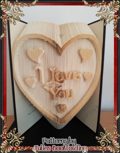 LV21 I Love you hearts frame book folding pattern