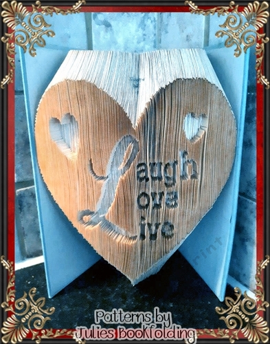 LV25 Laugh love live heart book folding pattern