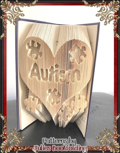 A75 Autism puzzle heart combi book folding pattern