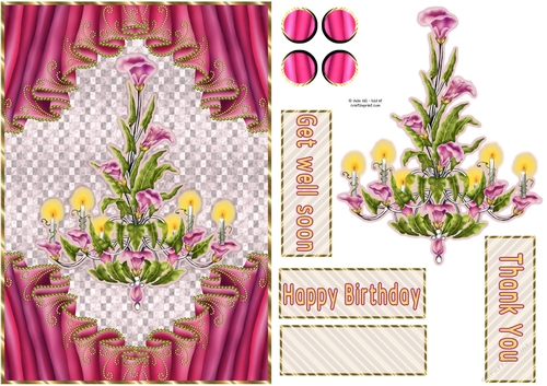 Floral chandelier quick card