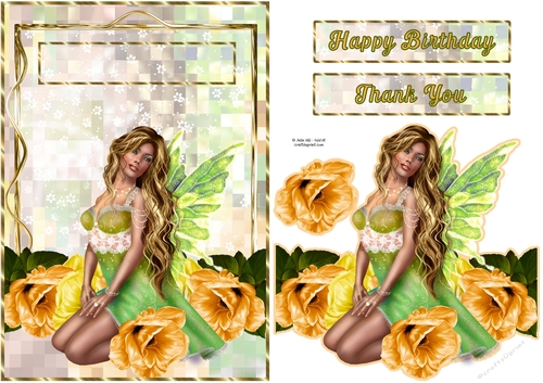 Fairy garden gold frame quick card