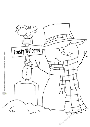 Frosty snowman welcome digi stamp