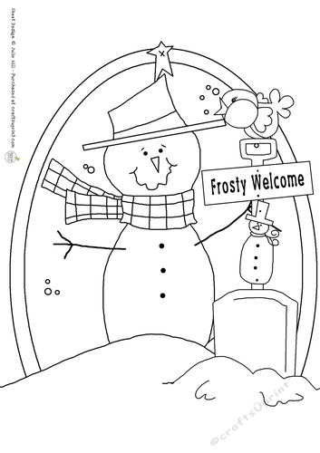Frosty snowman welcome sign digi stamp