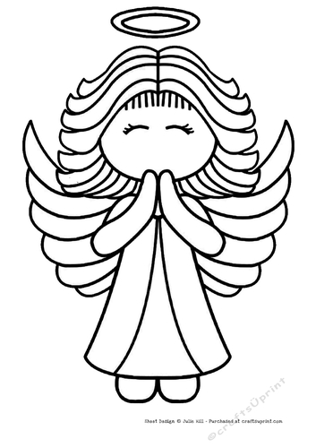 Praying Guardian angel digi stamp