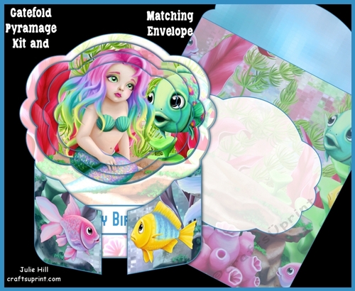 Gate fold Pyramage Card kit blue mermaid