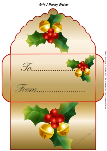 Holly bells gift money wallet