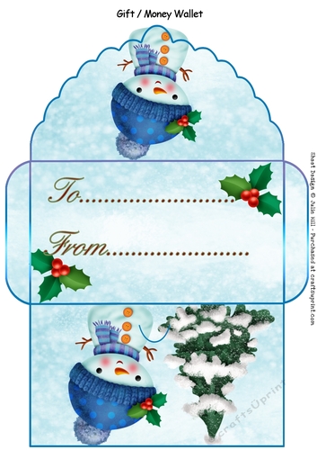 snowman and christmas tree money wallet