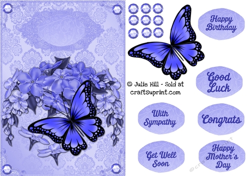 Forget me not purple butterfly lace quick card