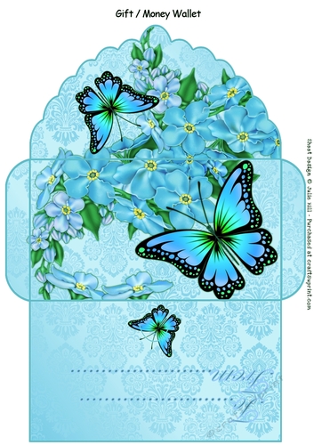 Forget me not teal butterfly gift money wallet