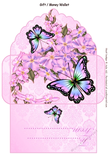 Forget me not pink butterfly gift money wallet