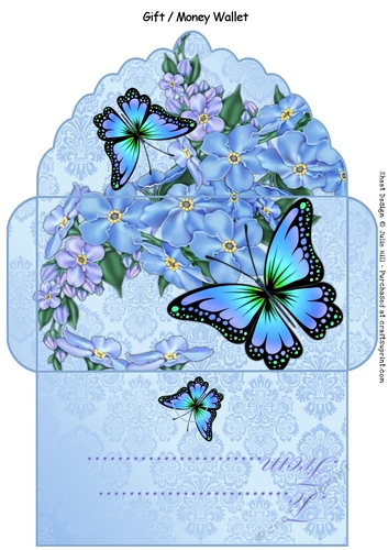 Forget me not blue butterfly gift money wallet
