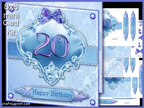 20 birthday blue damask mini kit