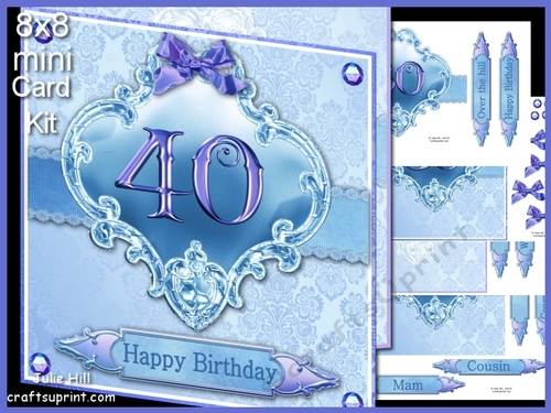 40 birthday blue damask mini kit