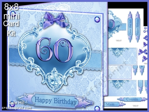 60 birthday blue damask mini kit