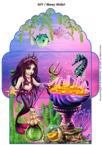 Mermaid queen pink gift money wallet