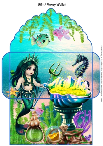 Mermaid queen greens gift money wallet