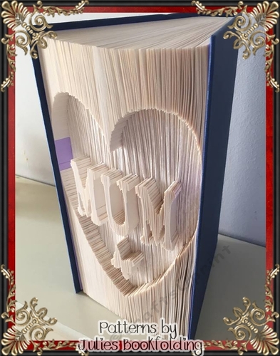 F32 Mum in heart with butterfly book folding pattern