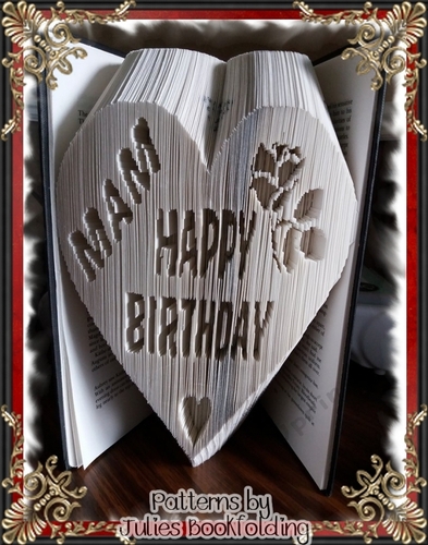 HB27 Mam Happy Birthday heart book folding pattern