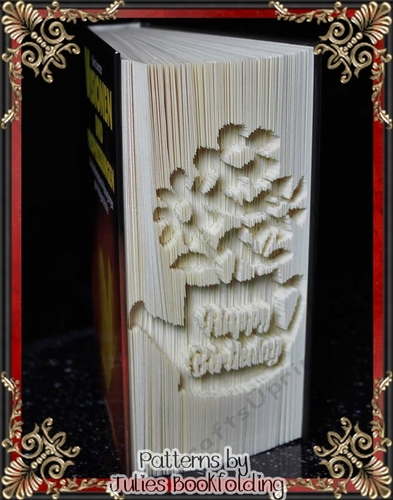 HB28 Happy Birthday watering can book folding pattern