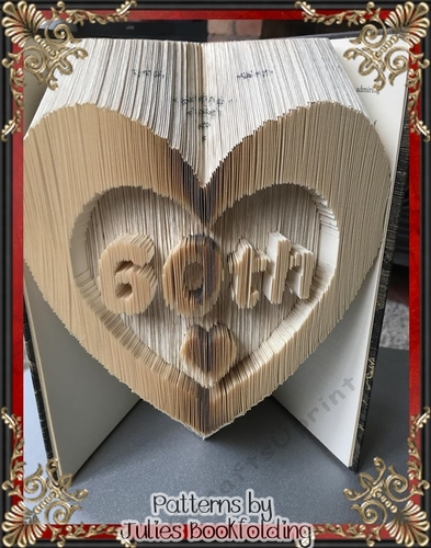 HB32 Birthday heart 2, 60th book folding pattern